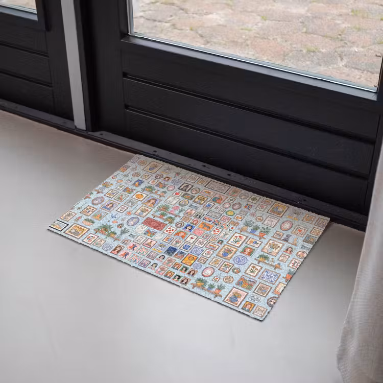 Wanddecoratie - Collectie - Huis - Illustratief - Kleurrijk Deurmat klein -sfeer2