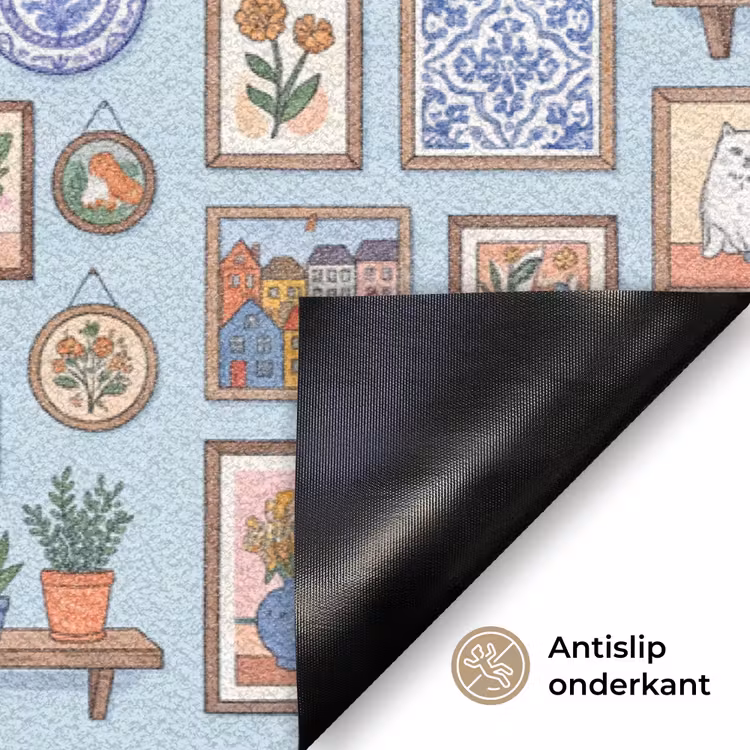 Wanddecoratie - Collectie - Huis - Illustratief - Kleurrijk Deurmat klein -antislip_NL