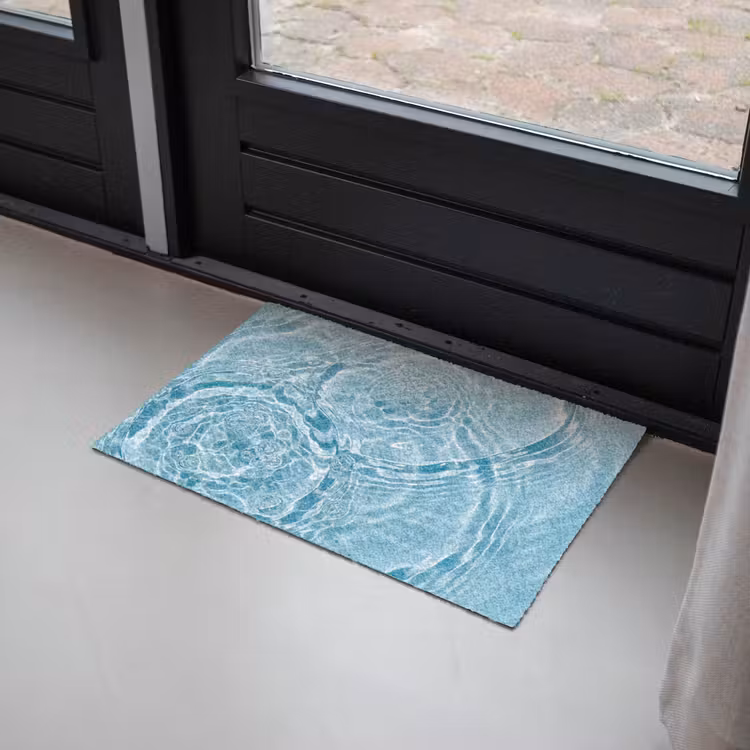 Water - Blauw - bubbels Deurmat klein -sfeer2