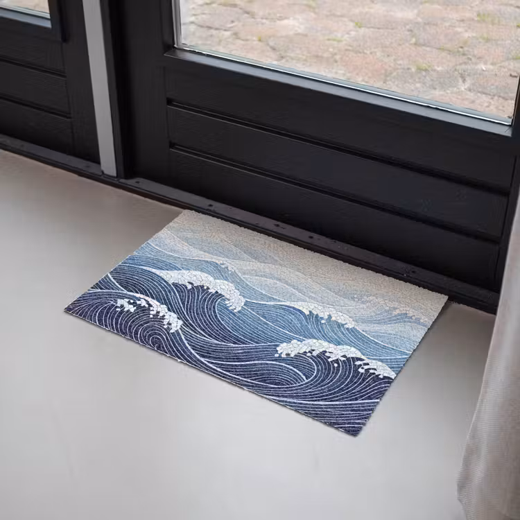 Water - Mozaïek - Landschap - Modern - Blauw Deurmat klein -sfeer2