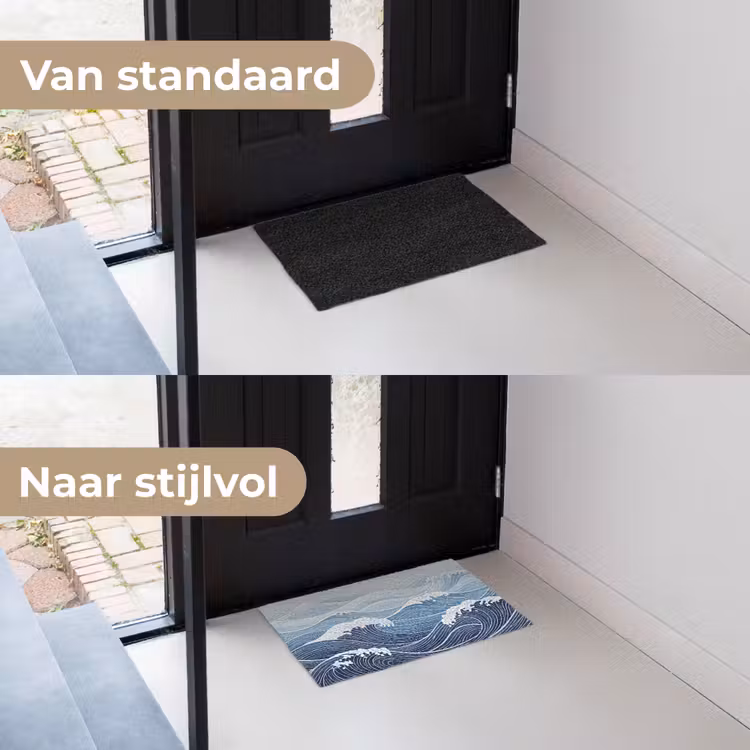 Water - Mozaïek - Landschap - Modern - Blauw Deurmat klein -voor-na_NL