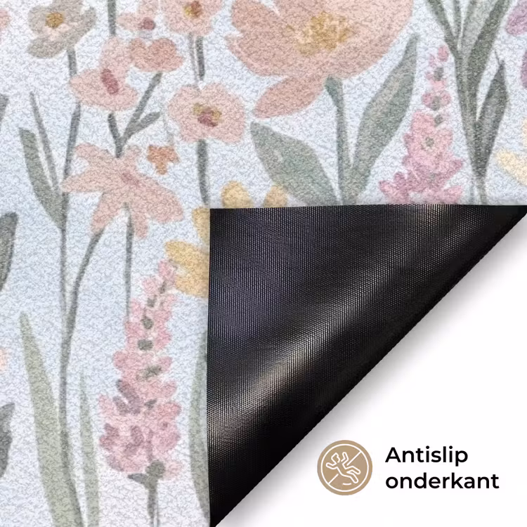Weidebloemen - Illustratie - Kleurrijk Deurmat klein -antislip_NL