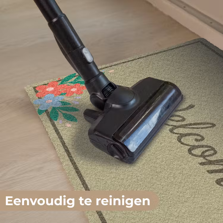 Welkom - Bloemen - Groen Deurmat klein -reinigen_NL