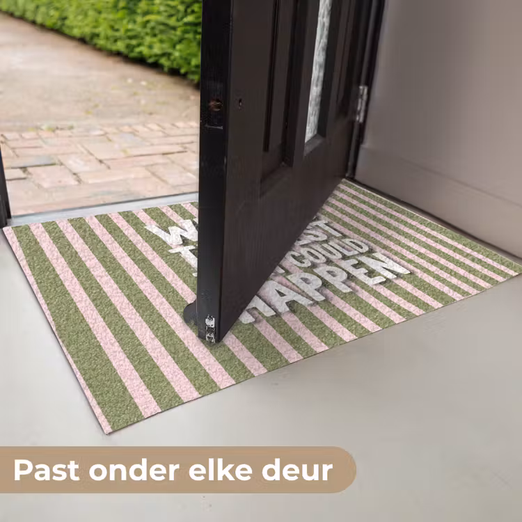 What's the best that could happen - Strepen - Groen - Roze Deurmat klein -USP_NL