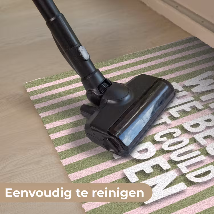 What's the best that could happen - Strepen - Groen - Roze Deurmat klein -reinigen_NL