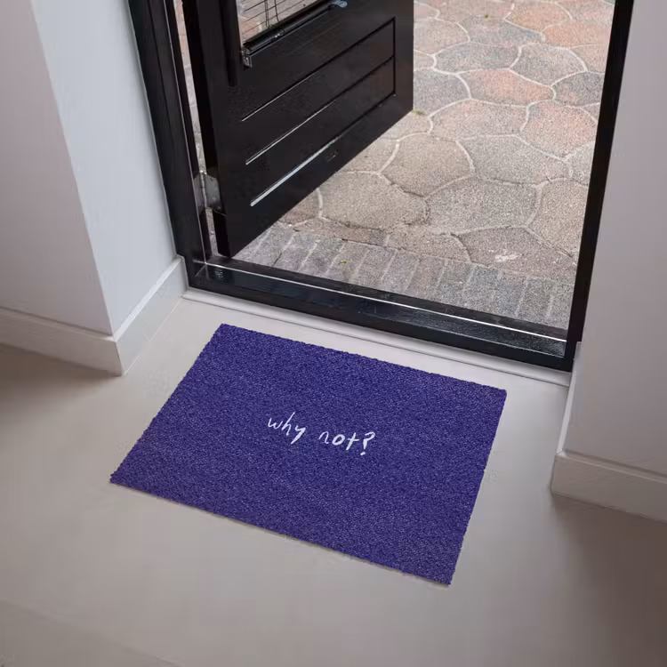 Why not - Blauw - Handgeschreven Deurmat klein -sfeer5