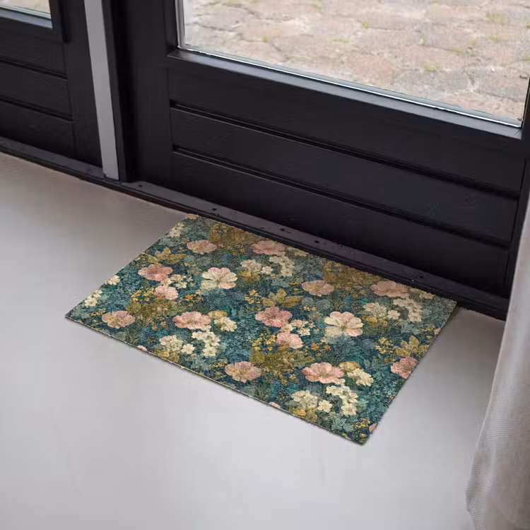 Wilde bloemen - Botanisch - Patroon - Roze - Romantisch Deurmat klein 898 -sfeer2