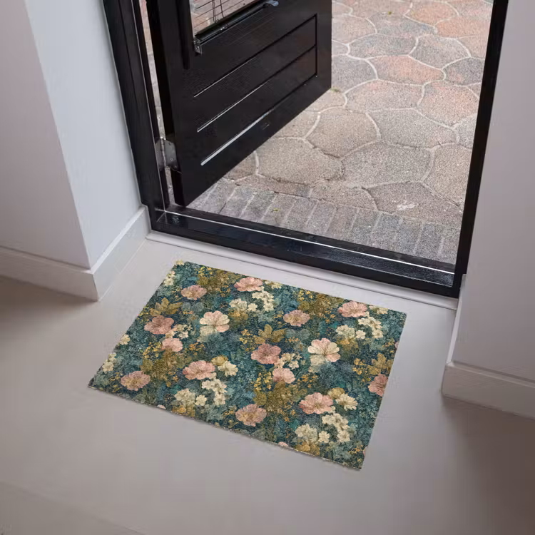 Wilde bloemen - Botanisch - Patroon - Roze - Romantisch Deurmat klein 898 -sfeer5