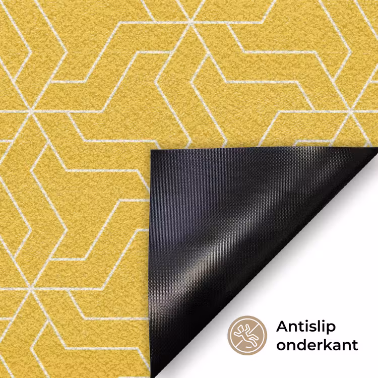 Wit - Geel - Patroon - Geometrisch Deurmat klein 898 -antislip_NL