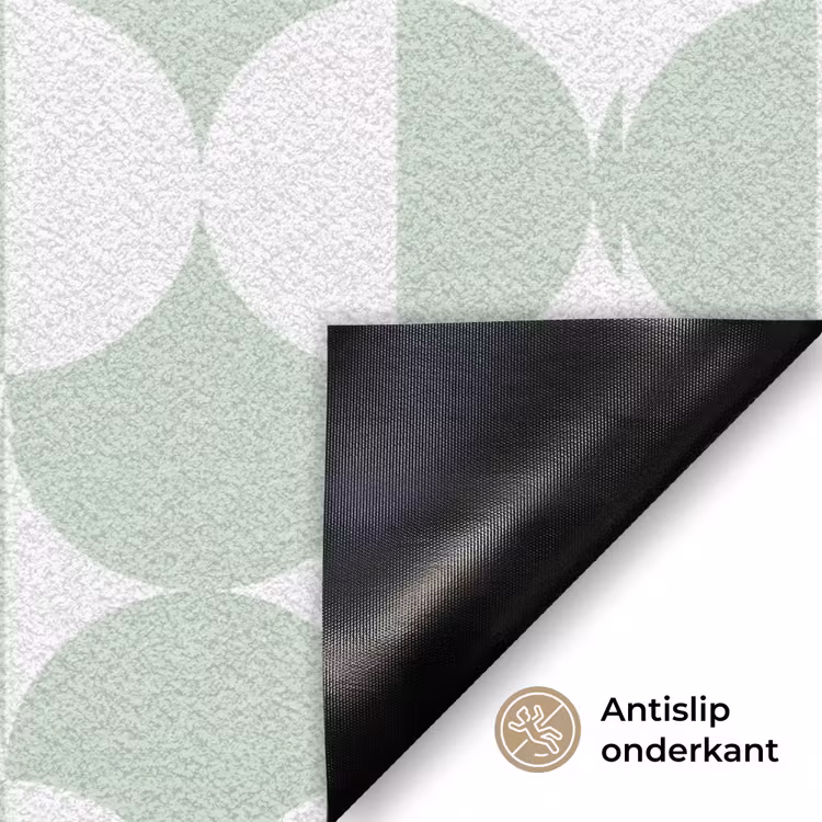 Wit - Groen - Cirkels Deurmat klein 898 -antislip_NL