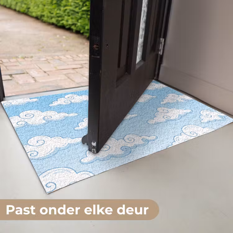 Wolk - Lucht - Cartoon - Blauw - Wit Deurmat klein -USP_NL