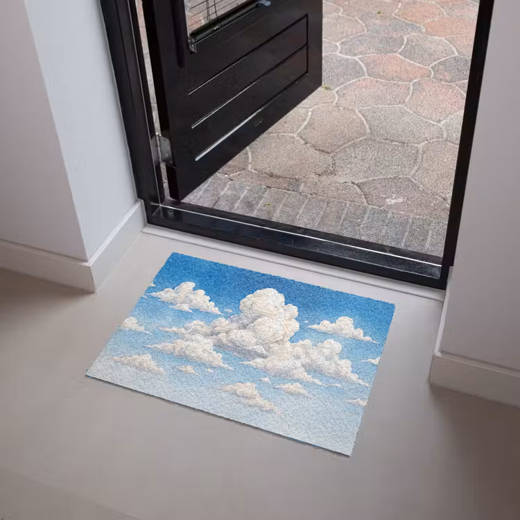 Wolken - Blauwe lucht - Natuur - Modern - Wit Deurmat klein -sfeer5