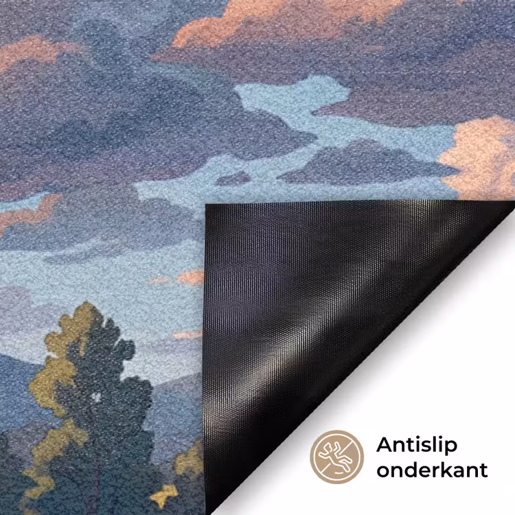Wolken - Daghemel - Natuur - Illustratie - Oranje Deurmat klein -antislip_NL