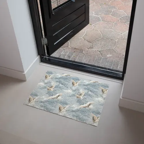 Wolken - Kraanvogels - Blauw Deurmat klein 898 -sfeer5