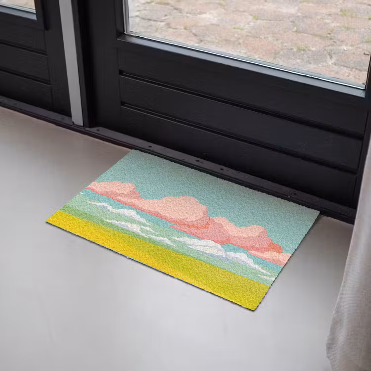 Wolken - Roze - Natuur - Modern - Pastel Deurmat klein -sfeer2