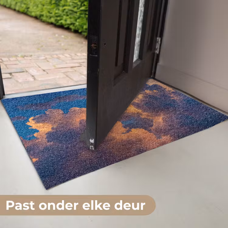 Wolken - Zonsondergang - Natuur - Oranje - Blauw Deurmat klein -USP_NL