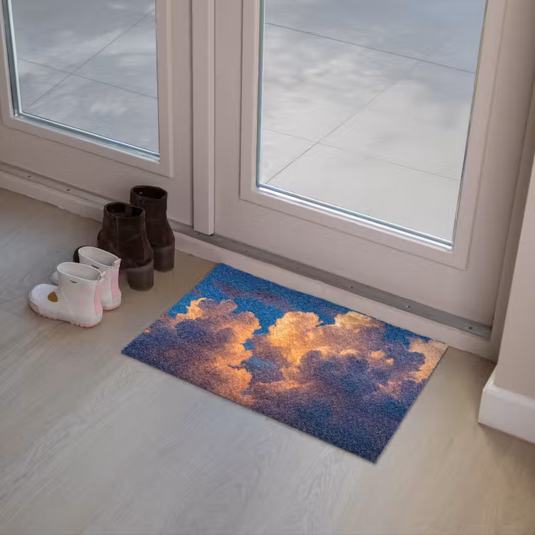 Wolken - Zonsondergang - Natuur - Oranje - Blauw Deurmat klein -sfeer3