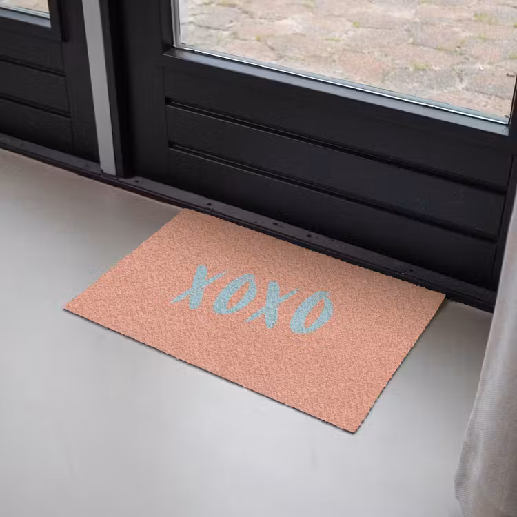 XOXO - Blauw - Perzikkleur Deurmat klein -sfeer2