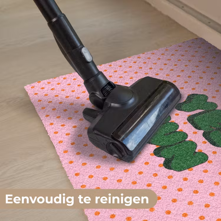 Yes fun - Groen - Roze - Stippen Deurmat klein -reinigen_NL