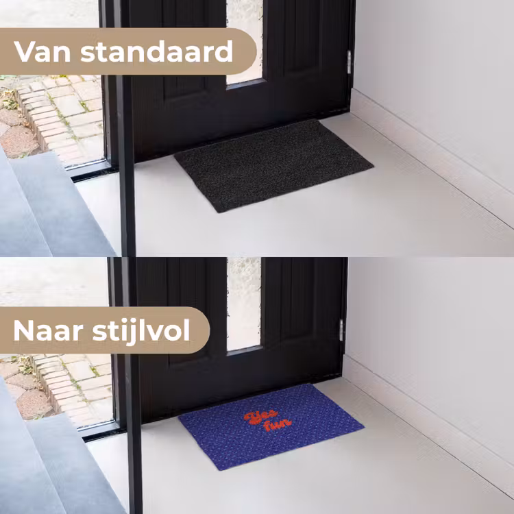 Yes fun - Rood - Blauw - Stippen Deurmat klein -voor-na_NL