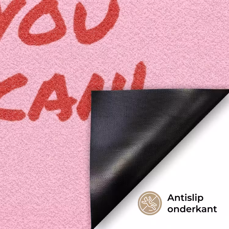 Yes you can do it - Rood - Roze Deurmat klein -antislip_NL