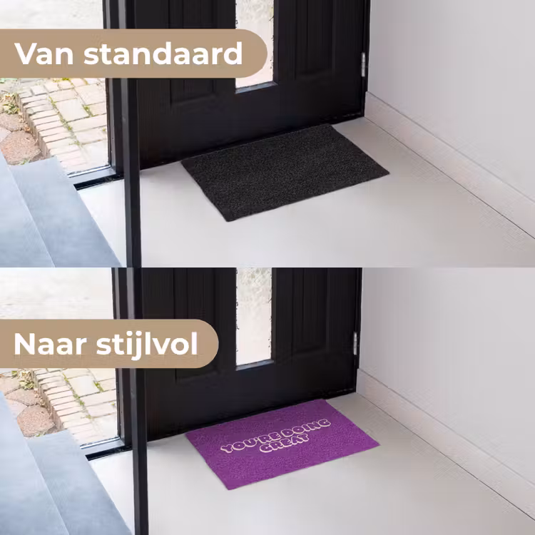 You're doing great - Paars - Bubble letters Deurmat klein -voor-na_NL