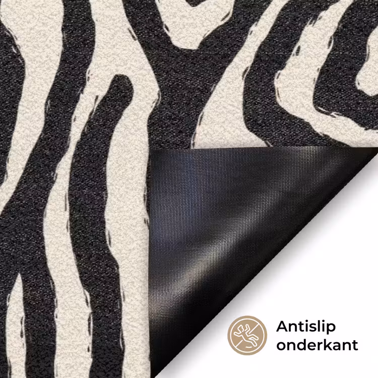 Zebra - Abstract - Zwart Deurmat klein 898 -antislip_NL