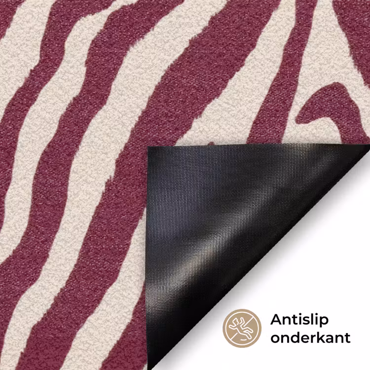 Zebra - Motief - Bordeaux - Rood Deurmat klein 898 -antislip_NL