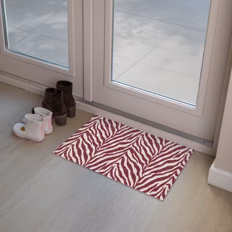Zebra - Motief - Bordeaux - Rood Deurmat klein 898 -sfeer3