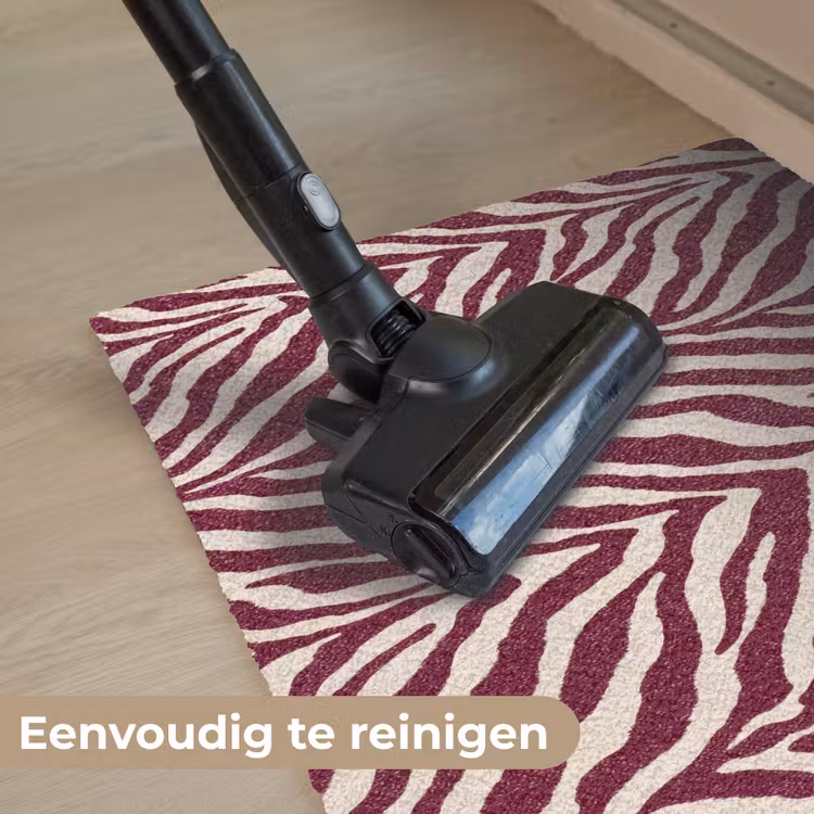 Zebra - Motief - Bordeaux - Rood Deurmat klein 898 -reinigen_NL