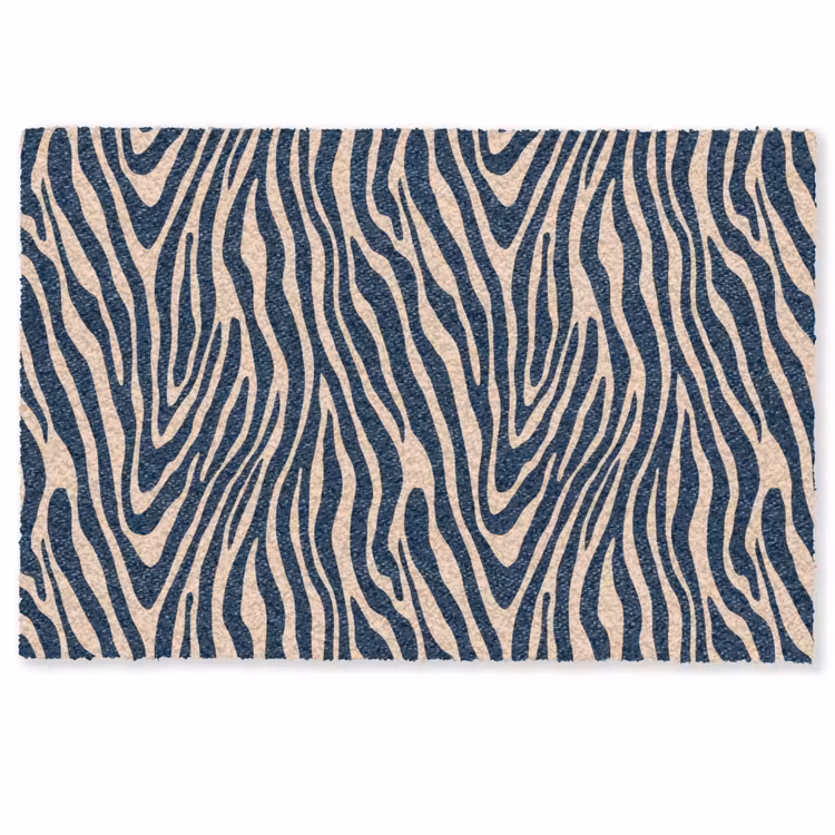 Zebra - Patroon - Blauw - Beige Deurmat klein 898 -zkaufland3d