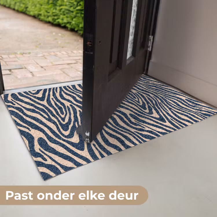 Zebra - Patroon - Blauw - Beige Deurmat klein 898 -USP_NL