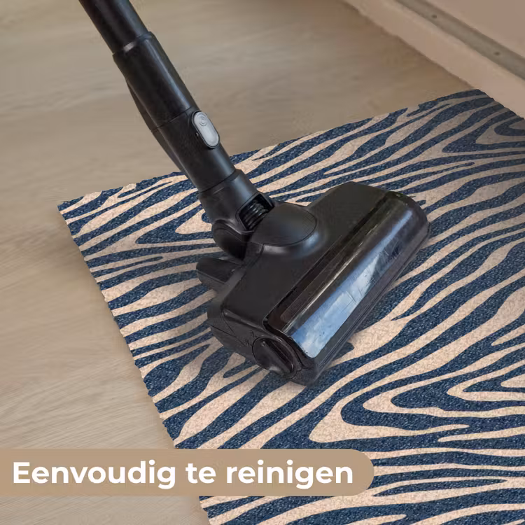 Zebra - Patroon - Blauw - Beige Deurmat klein 898 -reinigen_NL
