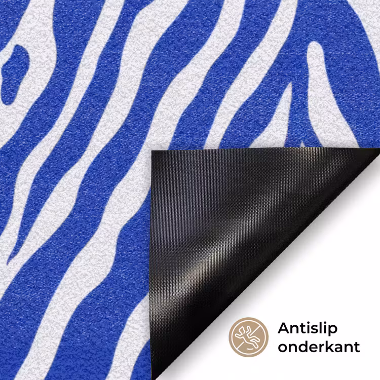 Zebra - Patroon - Kobalt - Blauw Deurmat klein 898 -antislip_NL