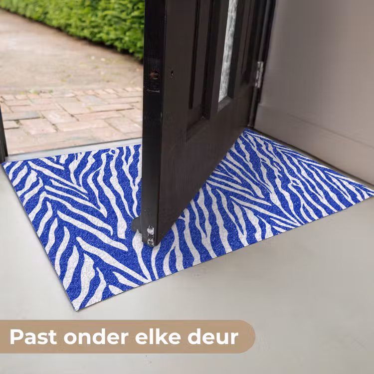 Zebra - Patroon - Kobalt - Blauw Deurmat klein 898 -USP_NL