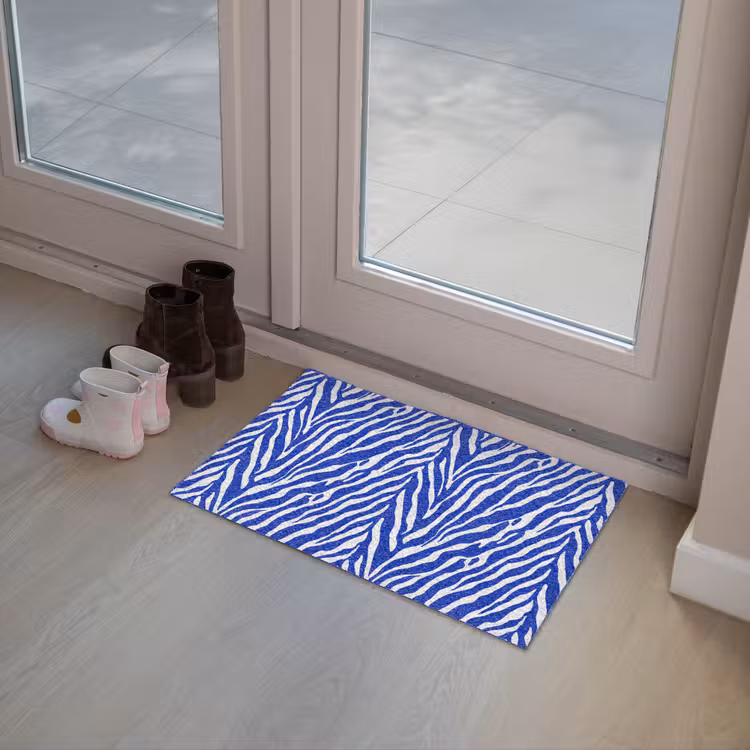 Zebra - Patroon - Kobalt - Blauw Deurmat klein 898 -sfeer3
