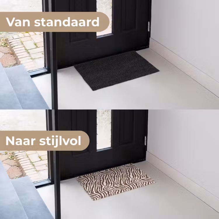 Zebra - Patroon - Zwart - Wit Deurmat klein 898 -voor-na_NL