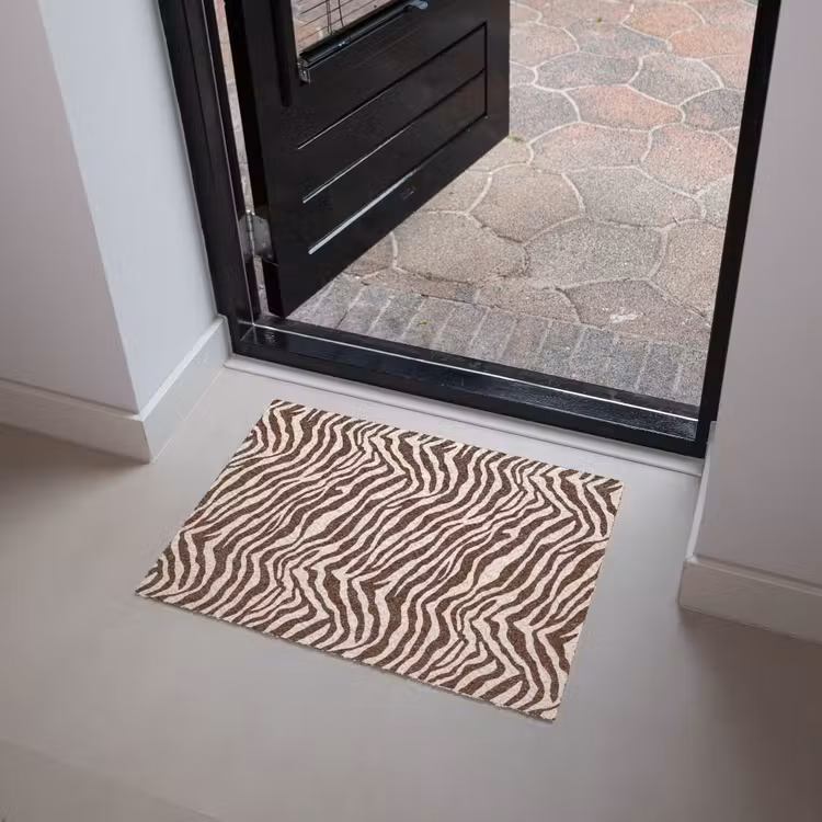 Zebra - Patroon - Zwart - Wit Deurmat klein 898 -sfeer5