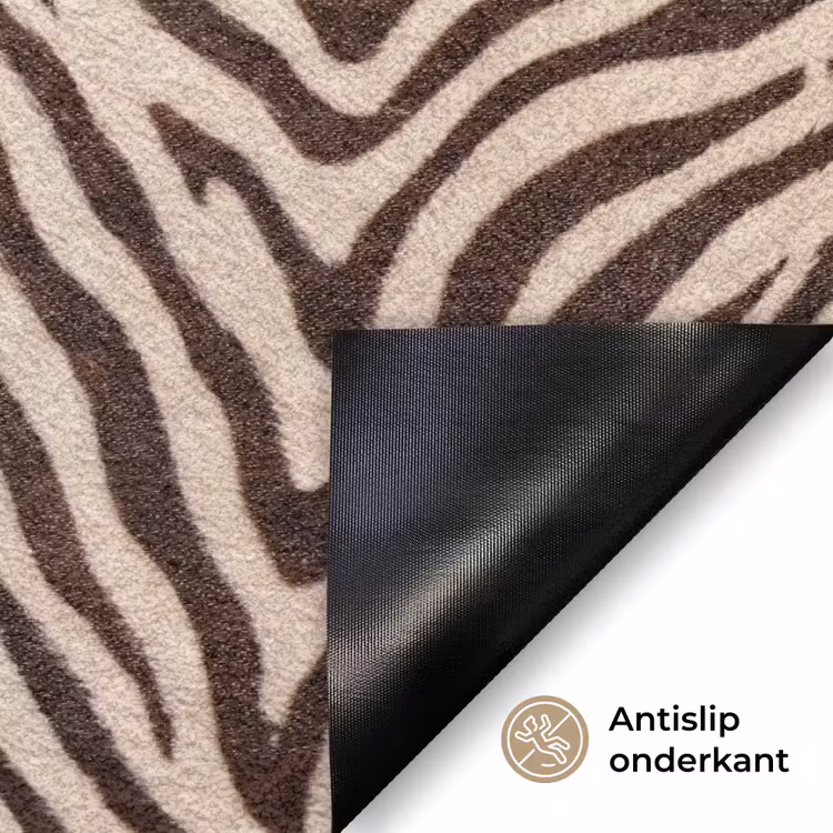Zebra - Strepen - Bruin Deurmat klein -antislip_NL