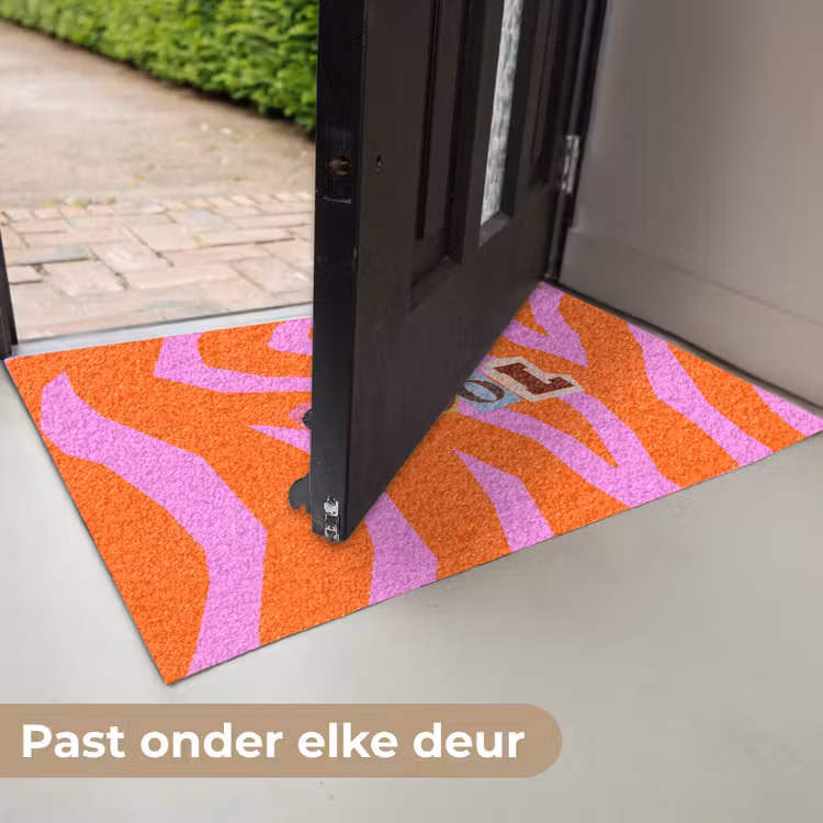 Zebraprint - Grafisch - COOL - Oranje Deurmat klein -USP_NL
