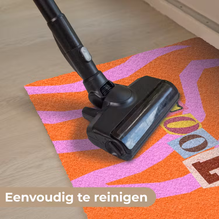 Zebraprint - Grafisch - COOL - Oranje Deurmat klein -reinigen_NL