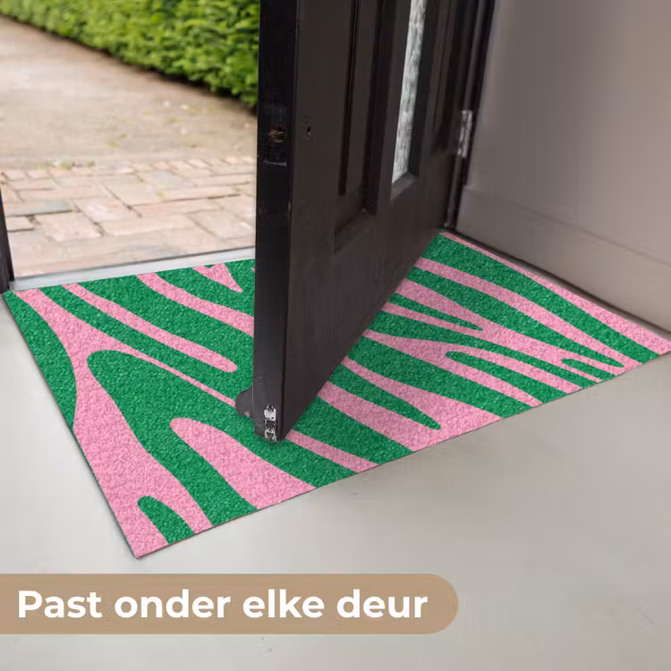 Zebraprint - Roze - Groen - Dierenprint - Kleurrijk Deurmat klein -USP_NL
