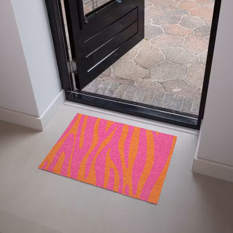 Zebraprint - Roze - Oranje - Dierenprint Deurmat klein -sfeer5