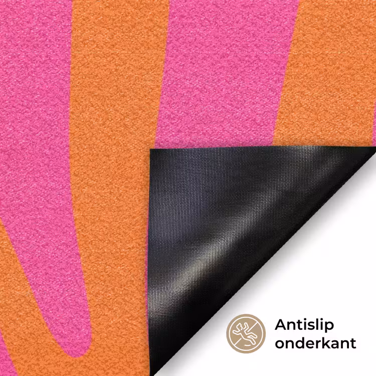 Zebraprint - Roze - Oranje - Dierenprint Deurmat klein -antislip_NL