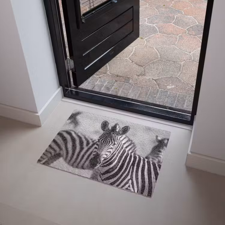 Zebra's - Zwart - Wit Deurmat klein -sfeer5