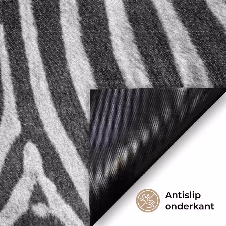 Zebra's - Zwart - Wit Deurmat klein -antislip_NL
