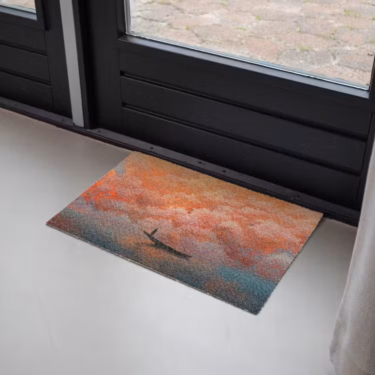 Zee - Boot - Wolken - Oranje Deurmat klein -sfeer2