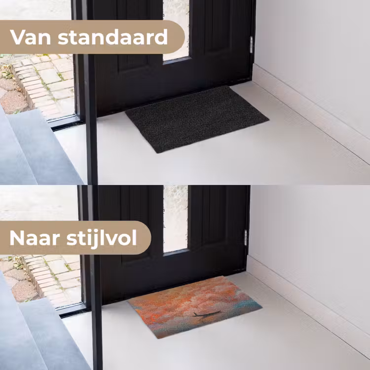 Zee - Boot - Wolken - Oranje Deurmat klein -voor-na_NL