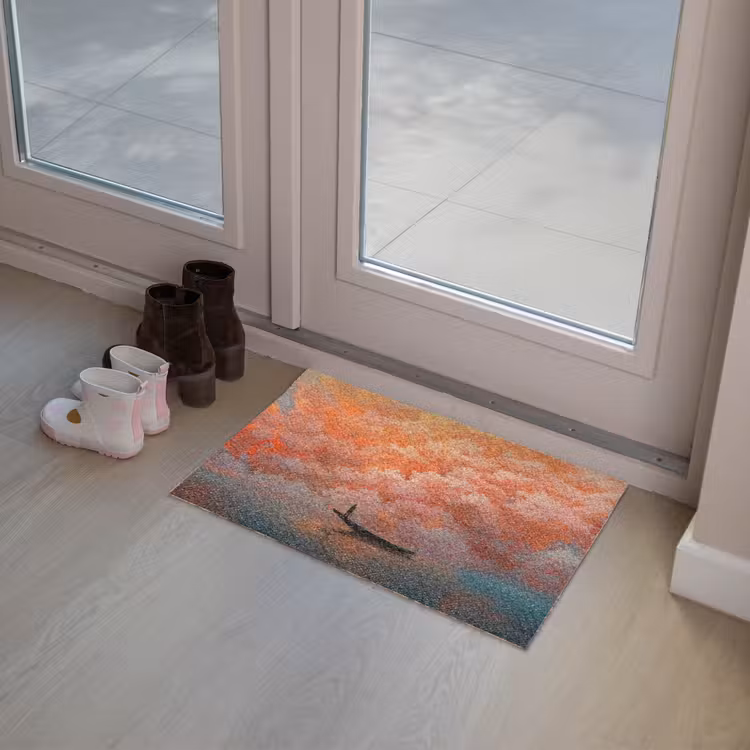 Zee - Boot - Wolken - Oranje Deurmat klein -sfeer3