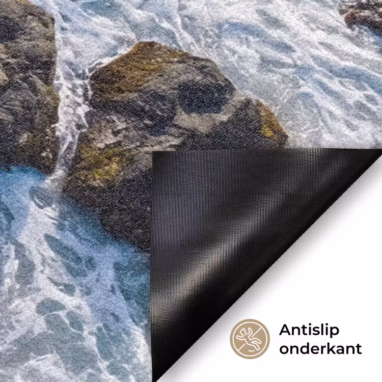 Zee - Golf - Strand - Natuur - Blauw Deurmat klein -antislip_NL